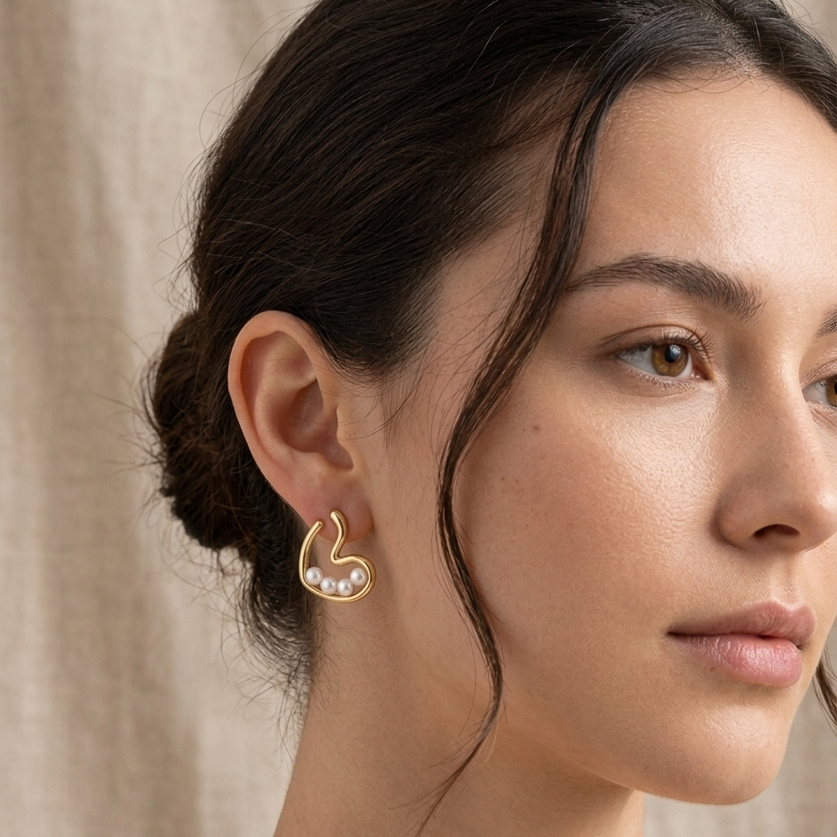 The Wave & Pearl Abstract Studs