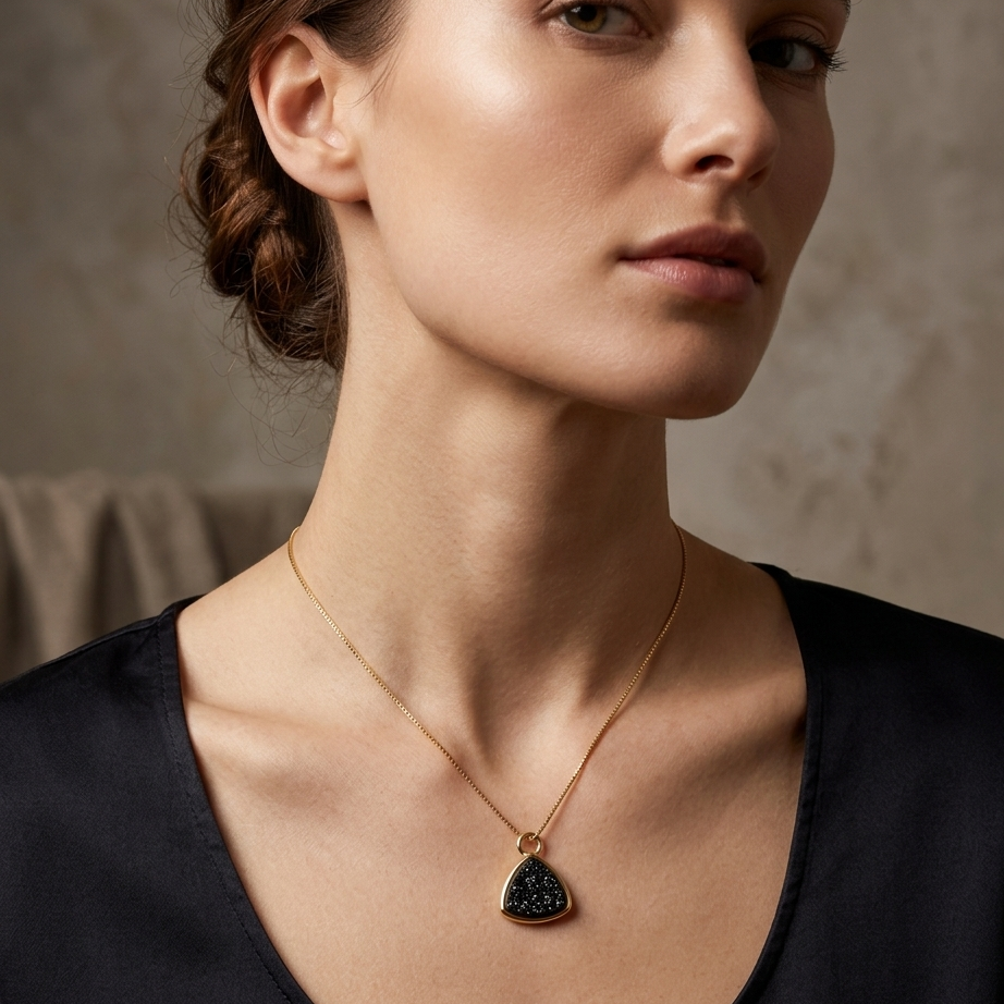 Aurelia Black Druzy Necklace