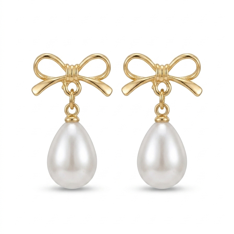 Infinity Pearl Drop Earring | 18k Gold Plated