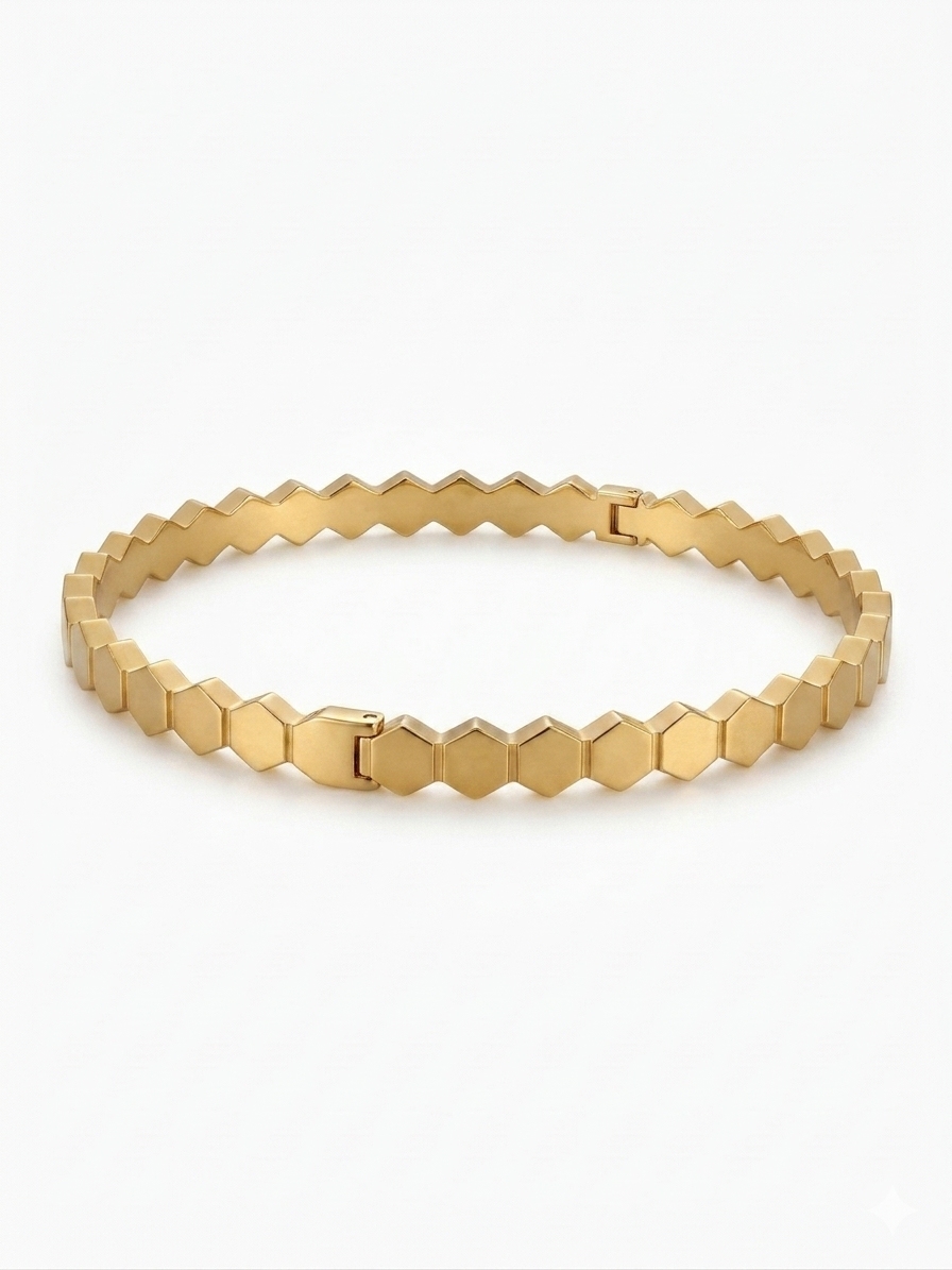 Golden Honeycomb Geometric Bracelet
