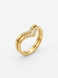 V-Shaped Crystal Gold Ring