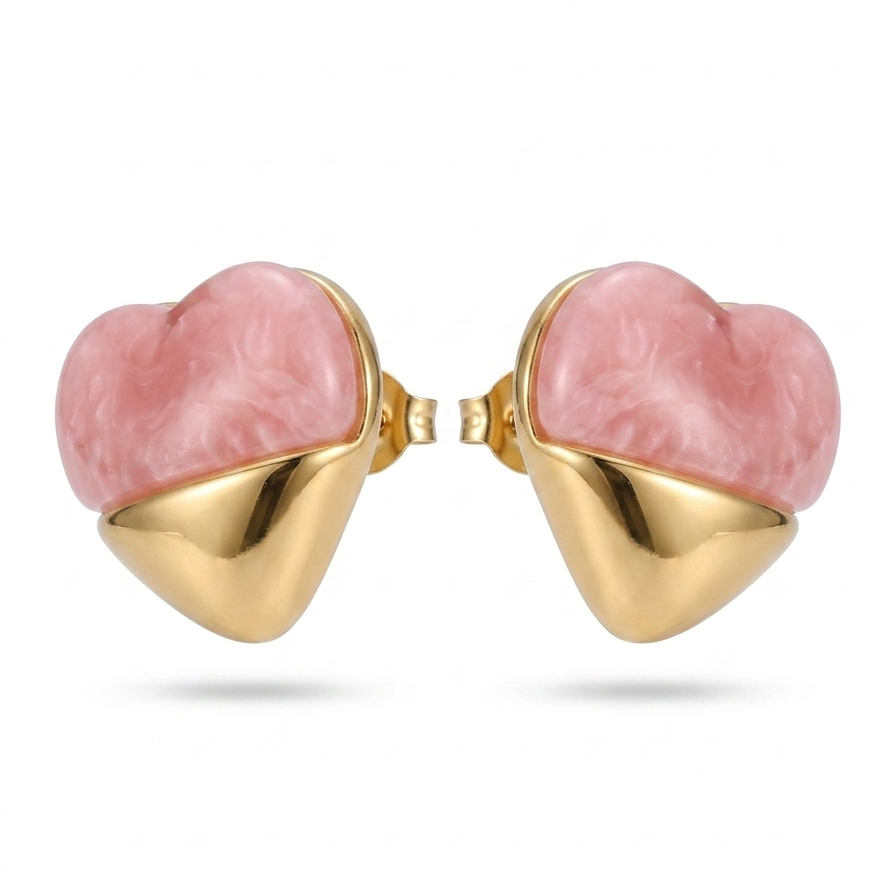 Candy Heart Gold Studs