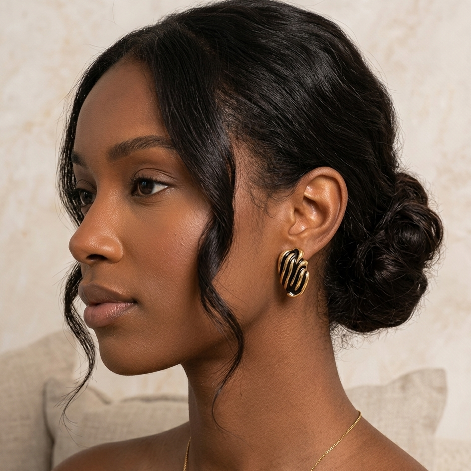 Black Velvet Wave Studs