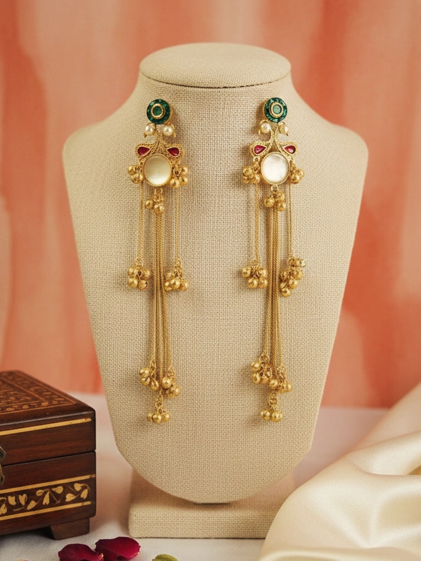 Multi Colour Brass Kashmiri Earrings