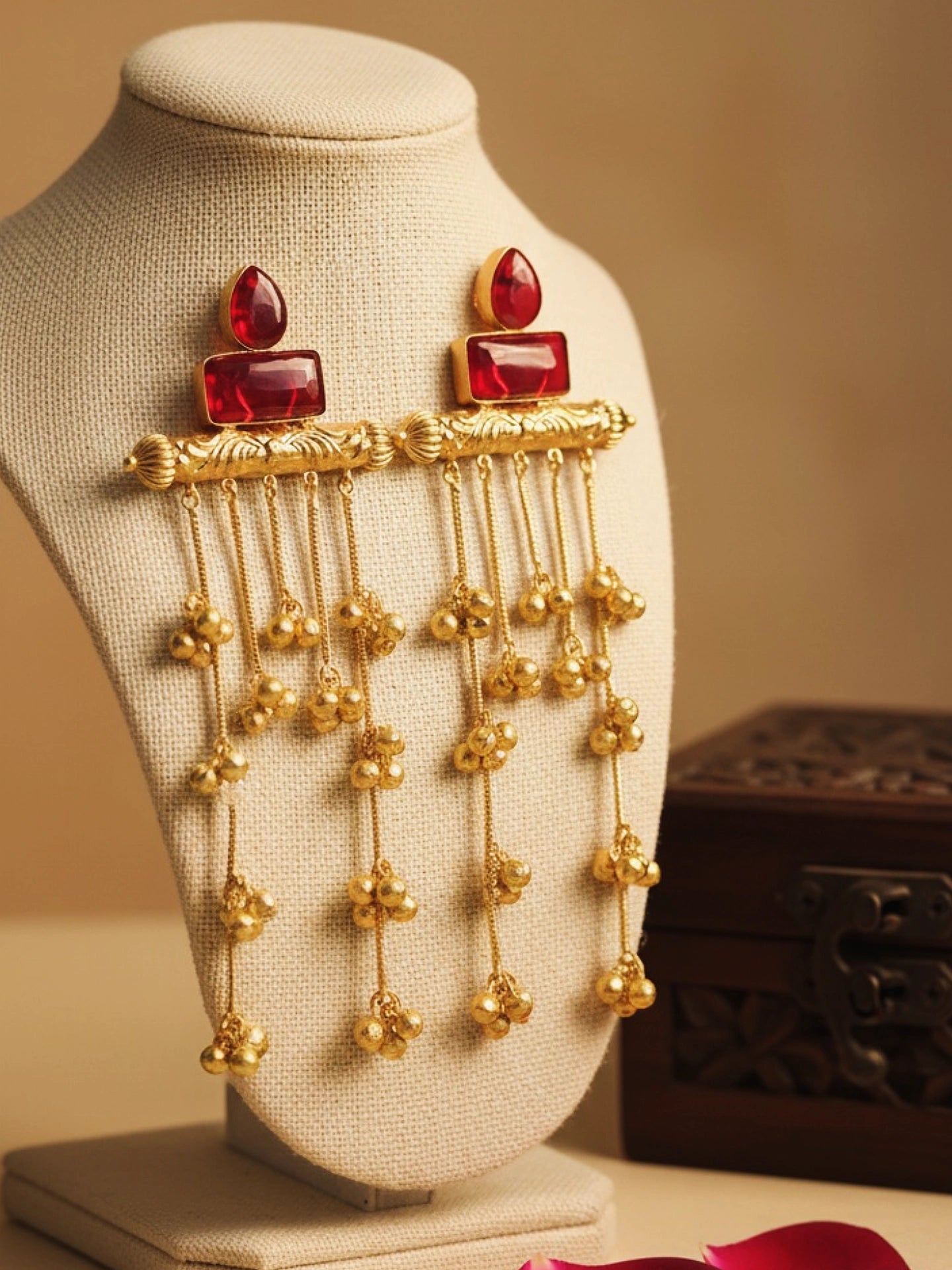 Ruby Red Kashmiri Earrings