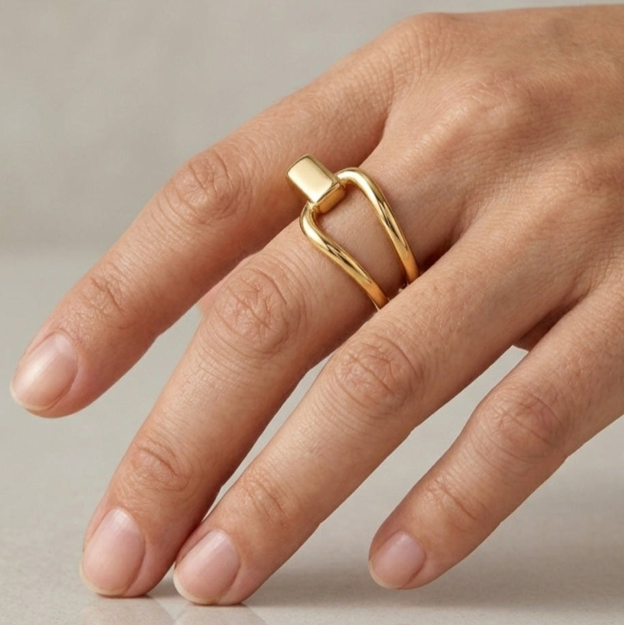 Adjustable 18K Gold Plated Ring