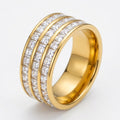 Triple Line Diamond Studded Ring