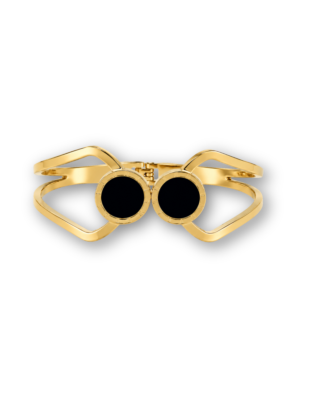 Gold Double Black Medallion Bracelet