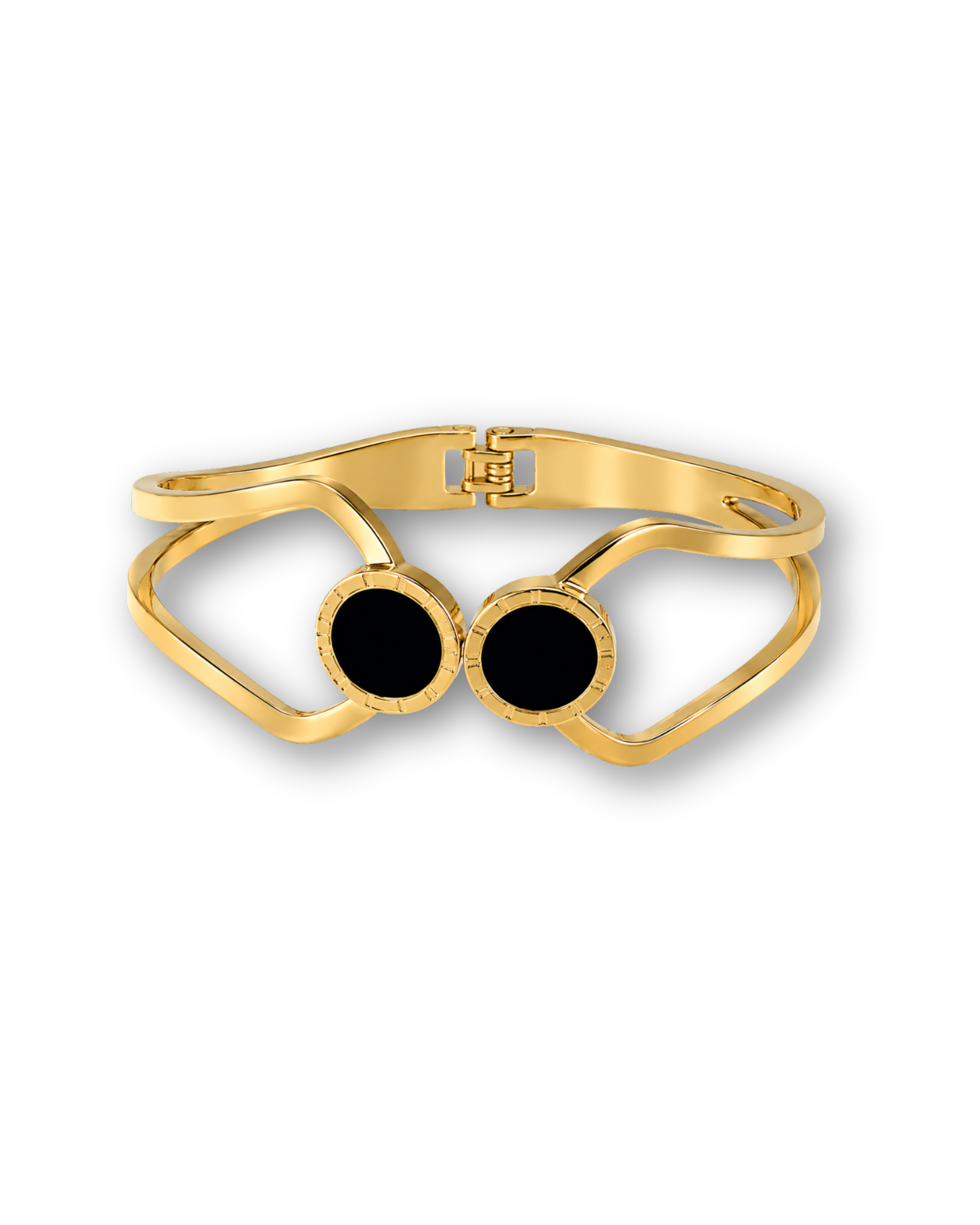 Gold Double Black Medallion Bracelet