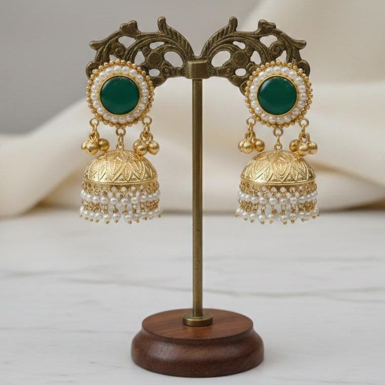 Green Bold Jhumkas