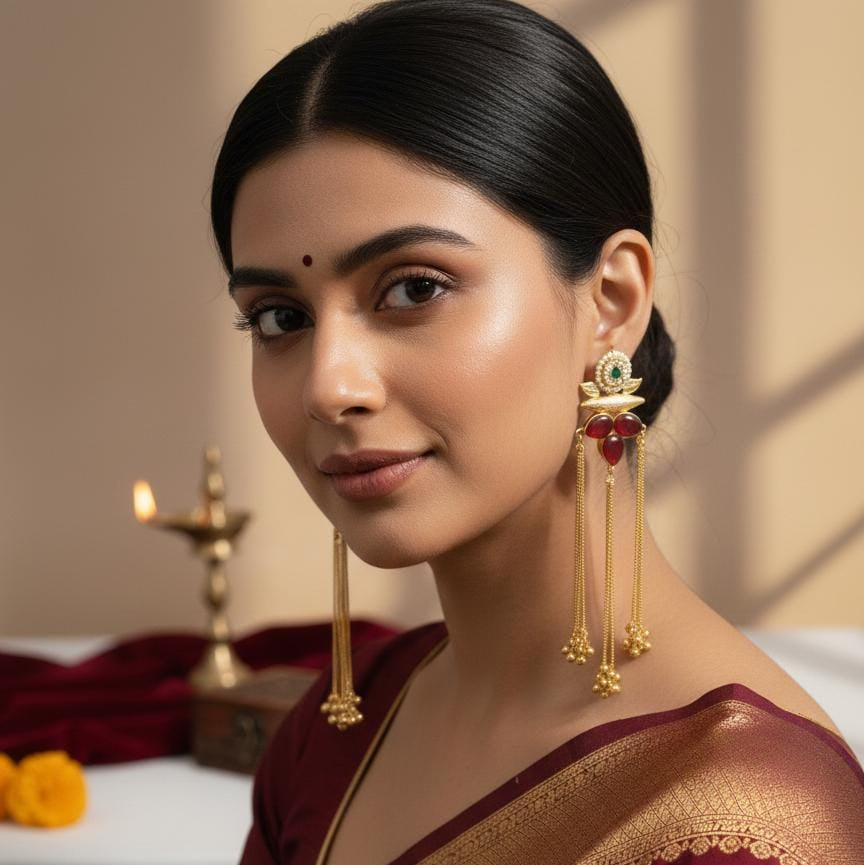 Lotus Kashmiri Earrings