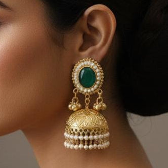 Green Bold Jhumkas