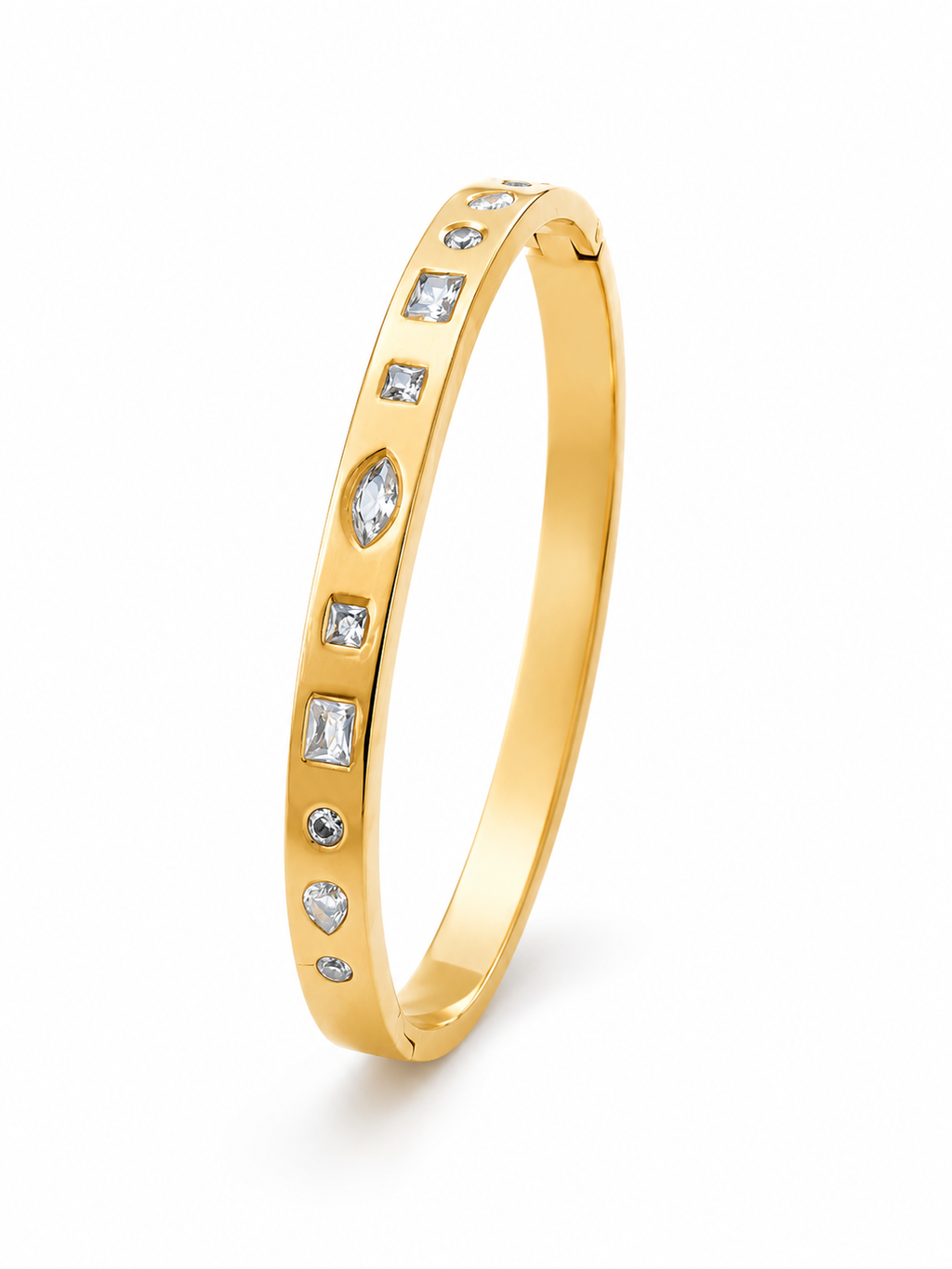 Mosaic Geometric Embedded Gold Bracelet