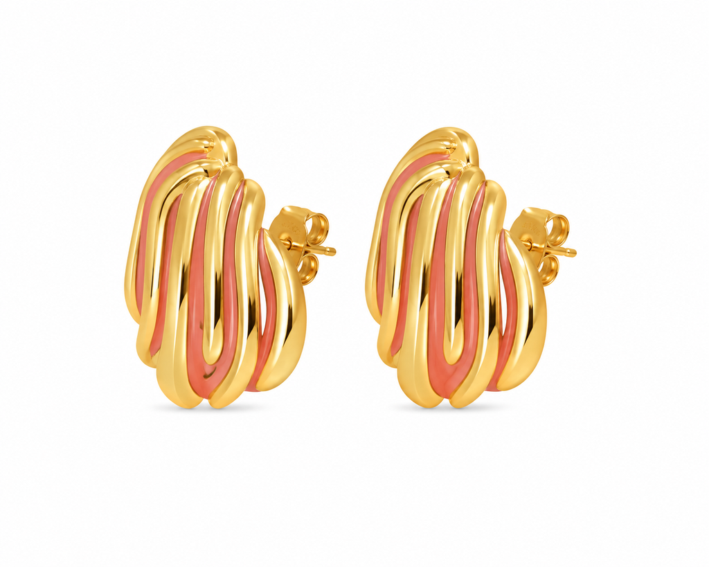 Coral Cream Swirl Studs