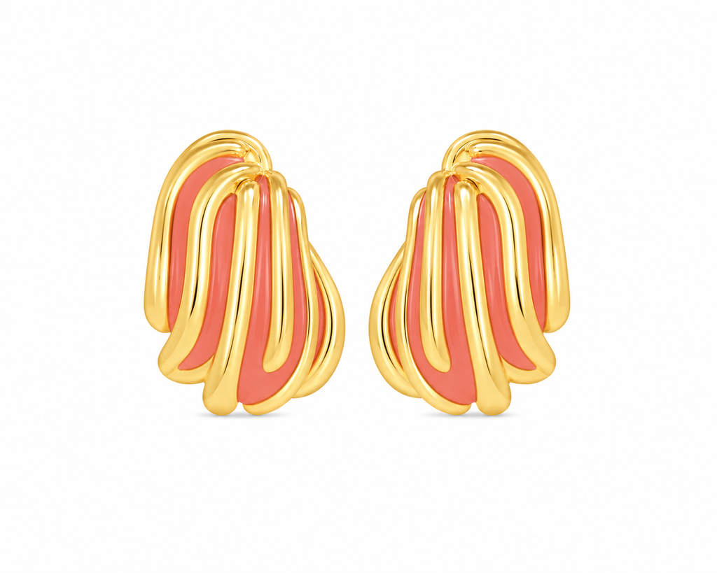 Coral Cream Swirl Studs
