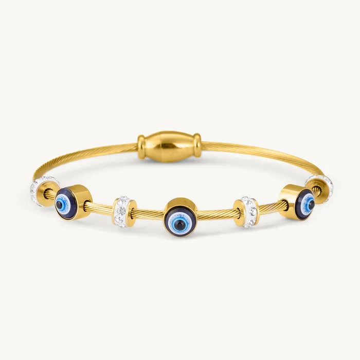 Evil Eye Zirconium Magnetic Bracelet | 18K Gold Plated