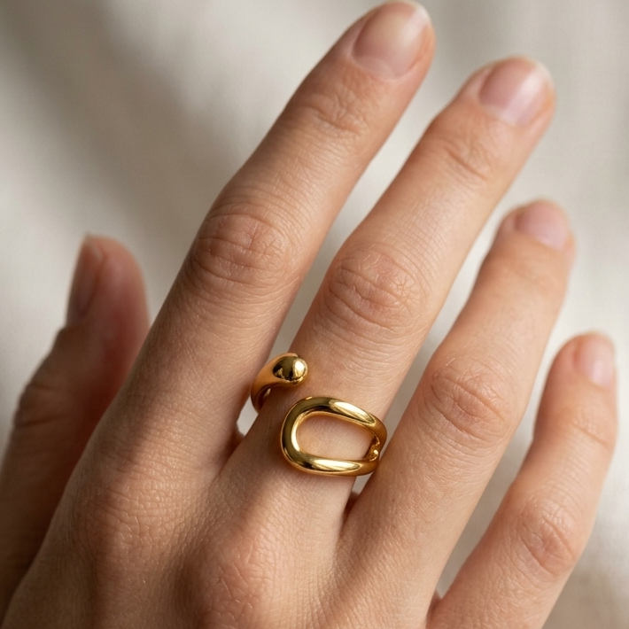 18k Gold Plated Adjustable Ring