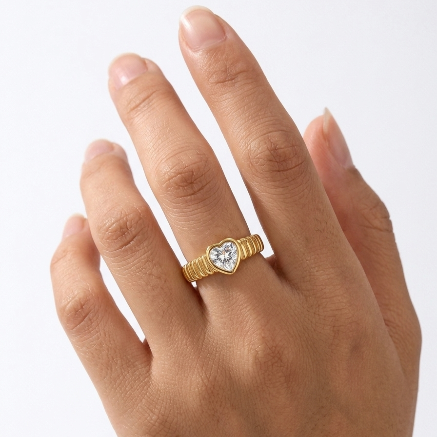 Solitaire Heart Ring