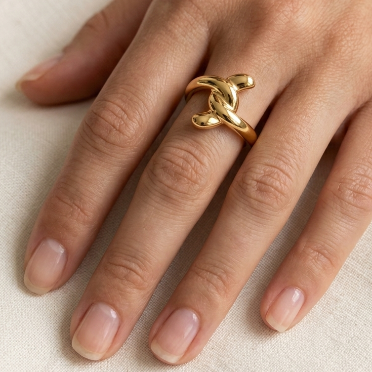 Criss Cross Adjustable Anti Tarnish Ring