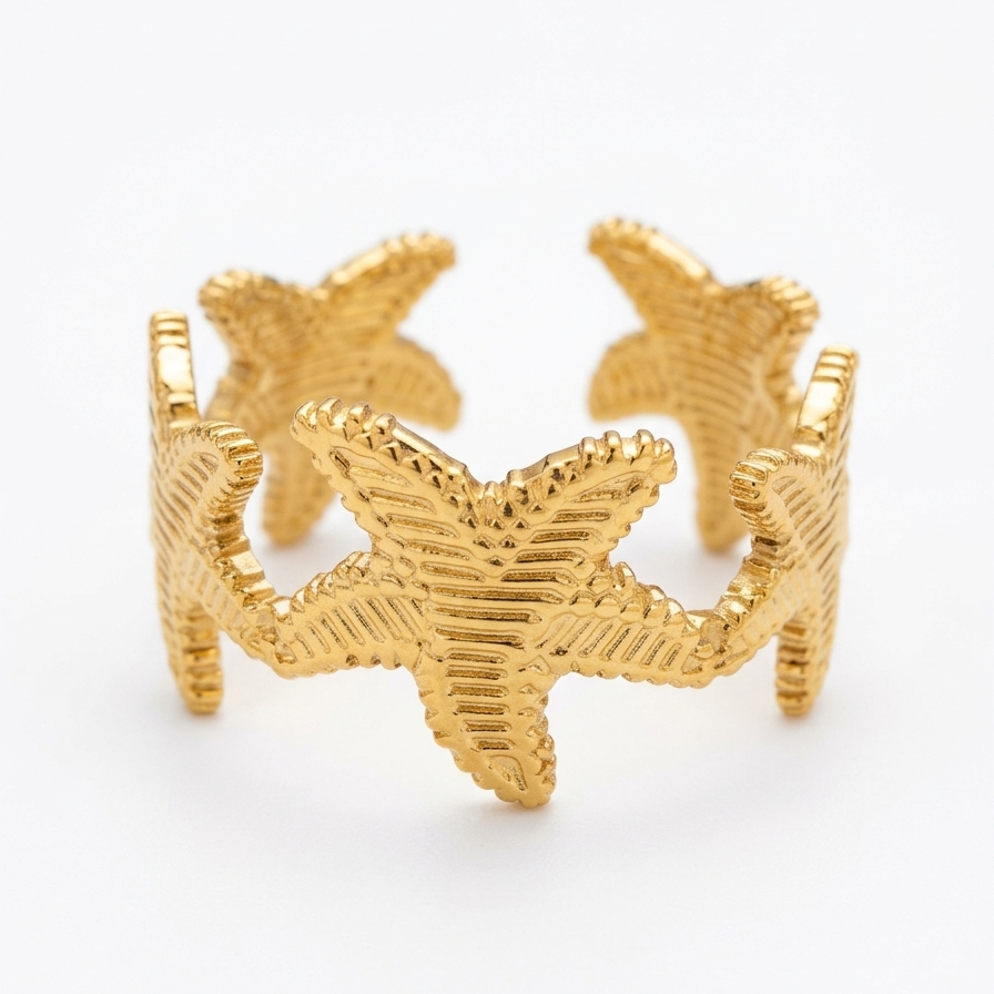 Star Fish 18k Gold Plated Ring